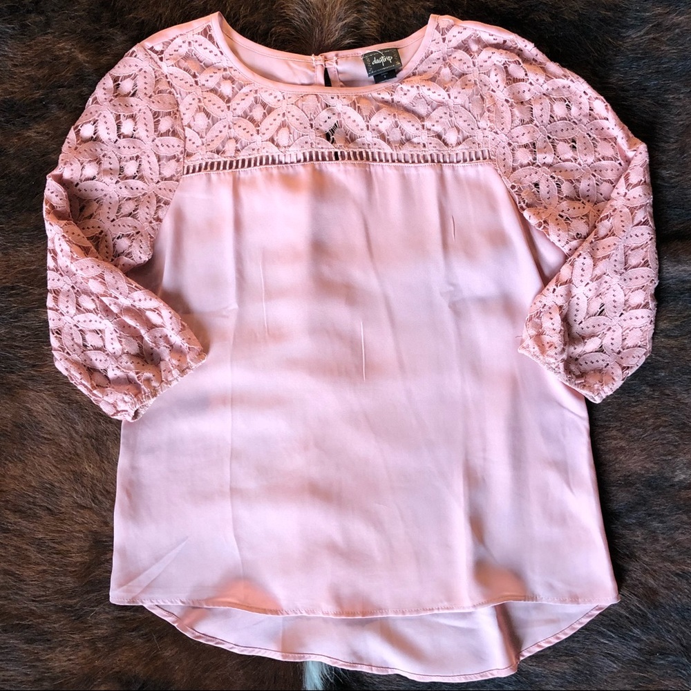 Blush pink blouse with lace